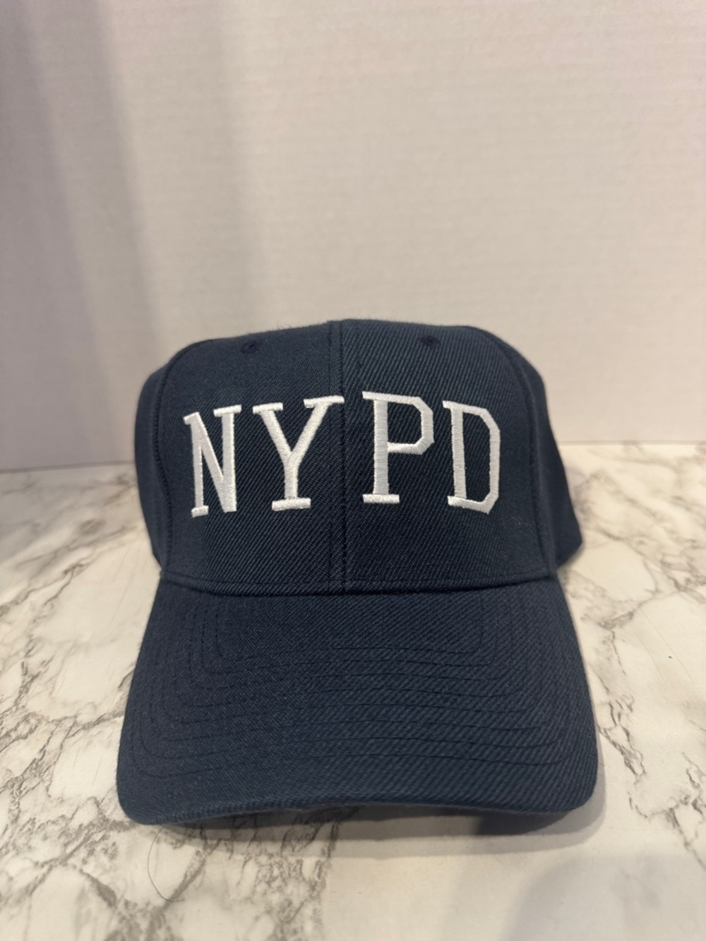 Unisex NYPD Embroidered Baseball Cap - Navy / Black with White Lettering OSFM